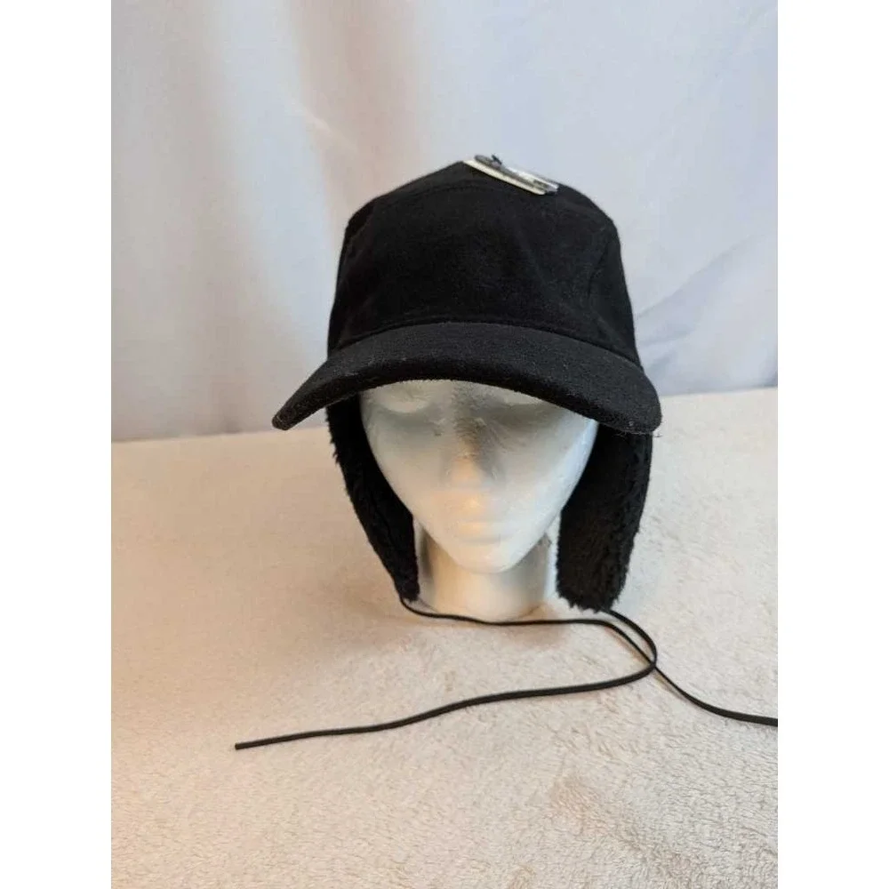 Black Faux Fur Trapper Hat‎ Ear Flap Ushanka Cap One Size NWT